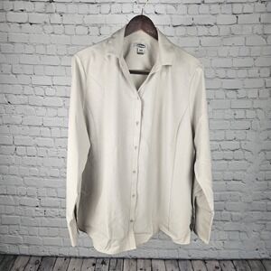 Edwards Men's Longsleeve Button-up Lightweight Uniform Beige Shirt Sz Large